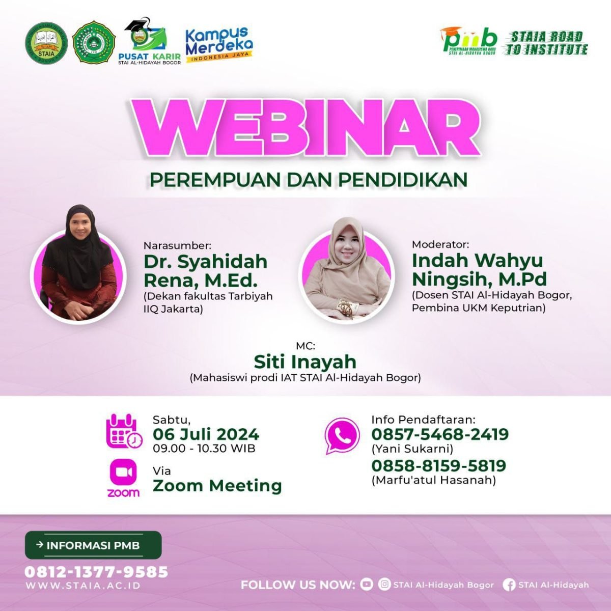 UKM Keputrian STAI Al-Hidayah Bogor Gelar Webinar Perdana Bertajuk “Perempuan dan Pendidikan”